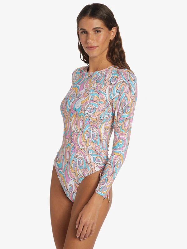 Roxy Warm Sand Onesie Active Cropped UPF 50 Long Sleeve Rashguard - Image 2