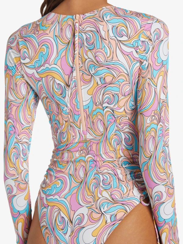 Roxy Warm Sand Onesie Active Cropped UPF 50 Long Sleeve Rashguard - Image 5